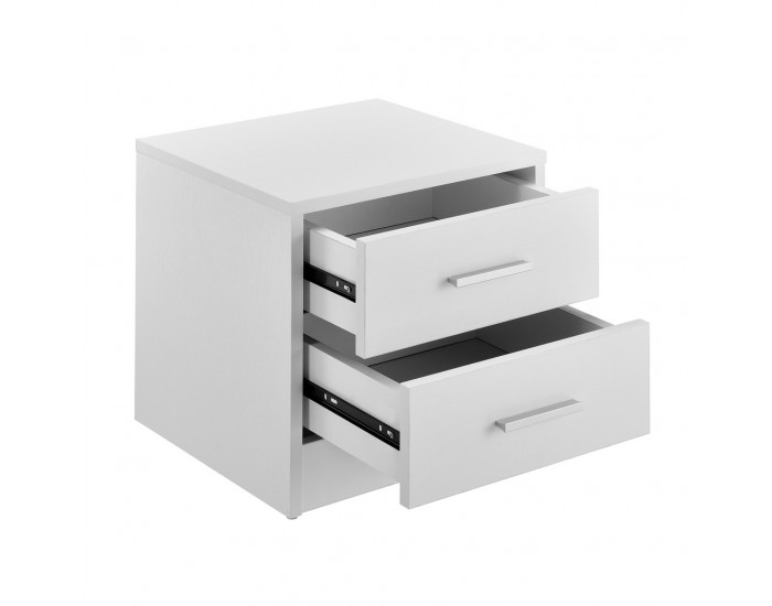 Нощно шкафче / Комод за офис 38 x 34 x 37 см - Бяло с 2 чекмеджета -