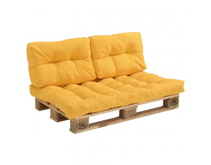 Възглавница седалка за мебели от палети, 120 x 80 x 12 cm Горчица, Водонепромокаем материал -