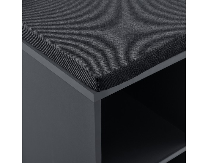 Шкаф за обувки с повърхност за сядане 103 x 30 x 48 см, ПДЧ /Текстил, Тъмносив/Черен -