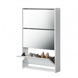 Шкаф за обувки  Бял, с огледало, 102,5 x 63 x 17cm - Промоции