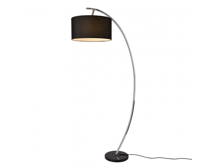 Подова лампа Steiermark, форма дъга и мраморна стойка, 1 x E27,60W,153 cm, Черна -