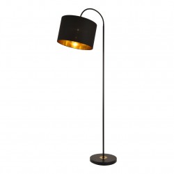Подова лампа Toledo, 173 cm, Черна, Метал/Текстил - Настолни лампи