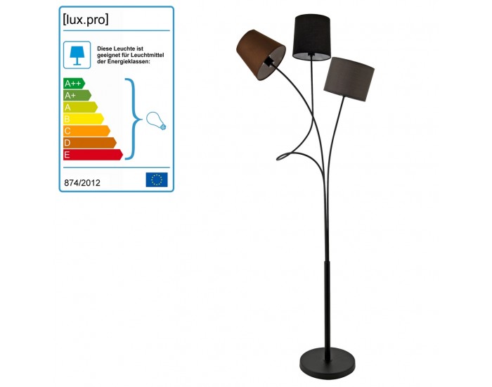 Подова лампа , 146 cm, Черен/Кафяв/Сив -
