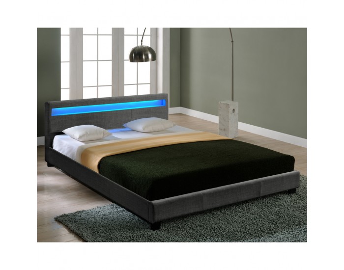 Съвременно тапицирано двойно легло - 180 x 200 см  с LED осветление -
