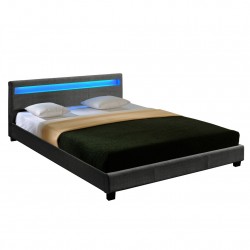Съвременно тапицирано двойно легло с LED осветление - 140 x  200 см - Спалня