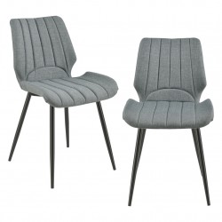 .Комплект от 2 дизайнерски стола, 77 x 57,5 x 46 cm, Тъмносив, Текстил - Трапезни столове