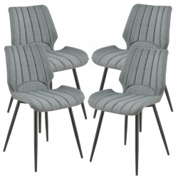 Комплект от 4 дизайнерски стола, 77 x 57,5 x 46 cm, Полиестер, Тъмносив - Трапезни столове