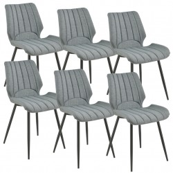 Комплект от 6 дизайнерски стола, 77 x 57,5 x 46 cm, Полиестер, Тъмносив - Трапезни столове