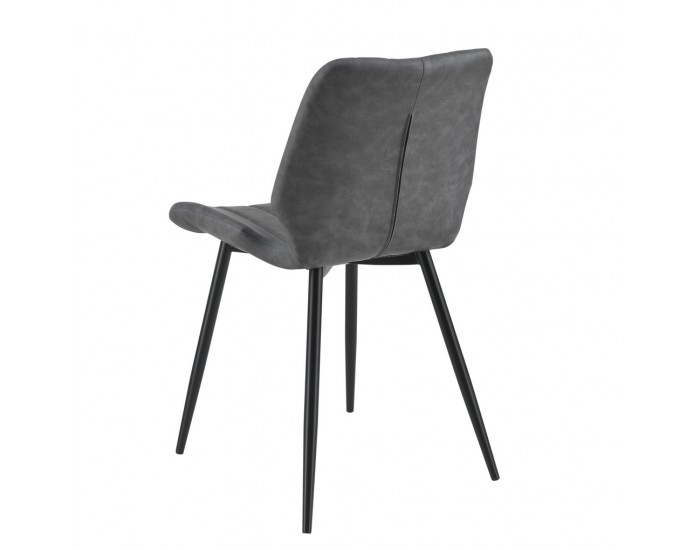 Комплект от 4 дизайнерски стола, 77 x 57,5 x 46 cm, Изкуствена кожа, Тъмносив -