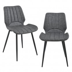 Комплект от 2 дизайнерски стола, 77 x 57,5 x 46 cm, Тъмносив - Трапезни столове