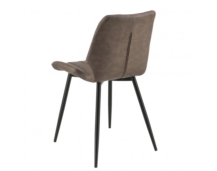 Комплект от 4 дизайнерски стола, 77 x 57,5 x 46 cm, Изкуствена кожа, Тъмнокафяв -