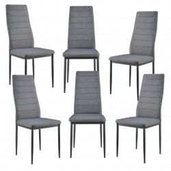 Комплект от 6 броя столове за трапезария Текстил, Сиви, 96 x 43 x 52 cm - Sonata G