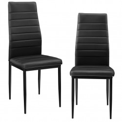 Тапициран стол с еко кожа - комплект от 2 броя столове - Черни - Столове
