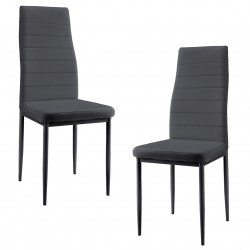 Тапициран стол с еко кожа - комплект от 2 броя столове - Сиви - Столове