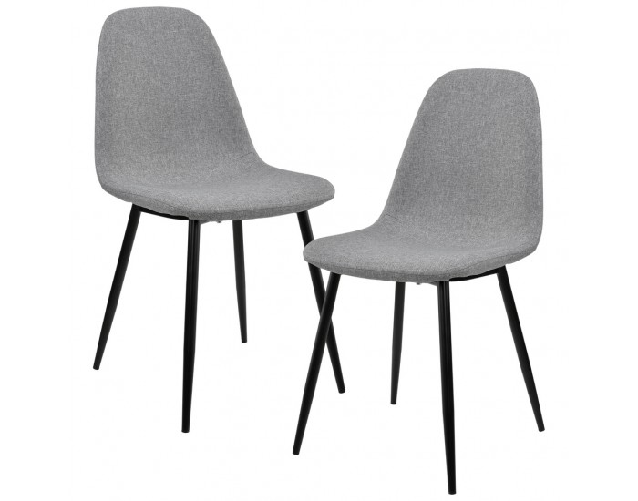 Дизайнерски стол комплект от 2 броя , 86 x 46cm, Сив -