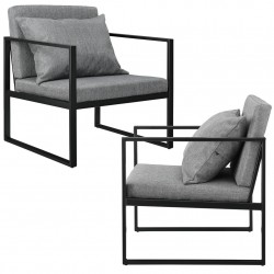 2 бр. Дизайнерски фотьойл 70 x 60 см с допълнителна възглавница - Тъмносив - Сравняване на продукти