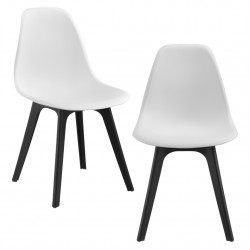 Комплект 2 дизайнерски стола Lendava, трапезария, 83x54x48 cm , Бял & Черен - Трапезни столове