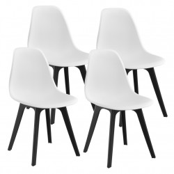 Комплект от 4 стола Lendava , трапезария, 83x54x48 cm, Бял/Черен - Трапезни столове