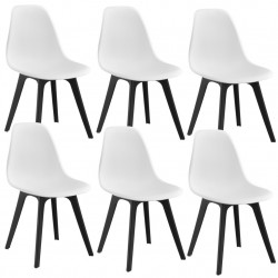 Комплект от 6 стола Lendava трапезария, Пластмаса, 83x54x48 cm, Бял/Черен - Трапезни столове