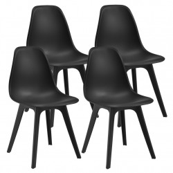 Комплект от 4 стола Lendava , трапезария, 83x54x48 cm, Черен - Трапезни столове