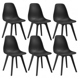 Комплект от 6 стола Lendava трапезария, Пластмаса, 83x54x48 cm, Черен - Трапезни столове