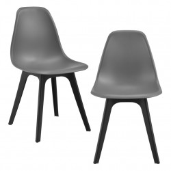 Комплект 2 дизайнерски стола Lendava, трапезария, 83x54x48 cm ,  Сив & Черен - Трапезни столове