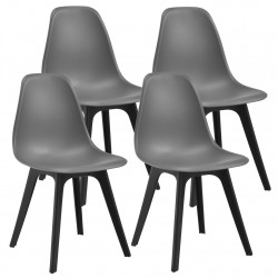 Комплект от 4 стола Lendava , трапезария, 83x54x48 cm, Сив & Черен - Трапезни столове