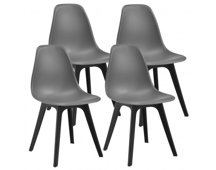 Комплект от 4 стола Lendava , трапезария, 83x54x48 cm, Сив & Черен -