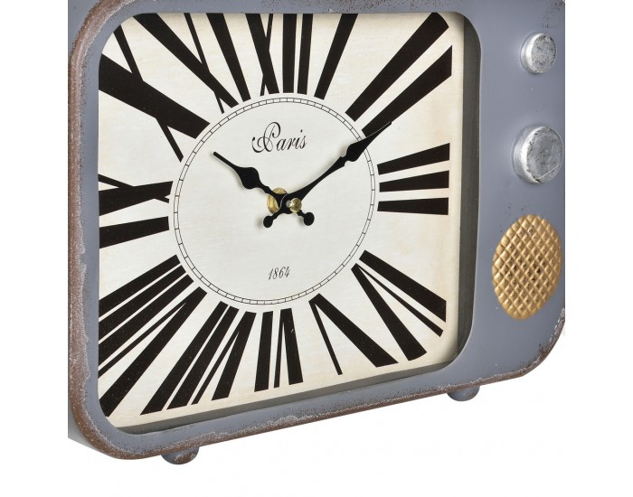 Стенен часовник Античен телевизор -с аналогови стрелки - 33 x 5 x 27 см. - цветен - стъкло -