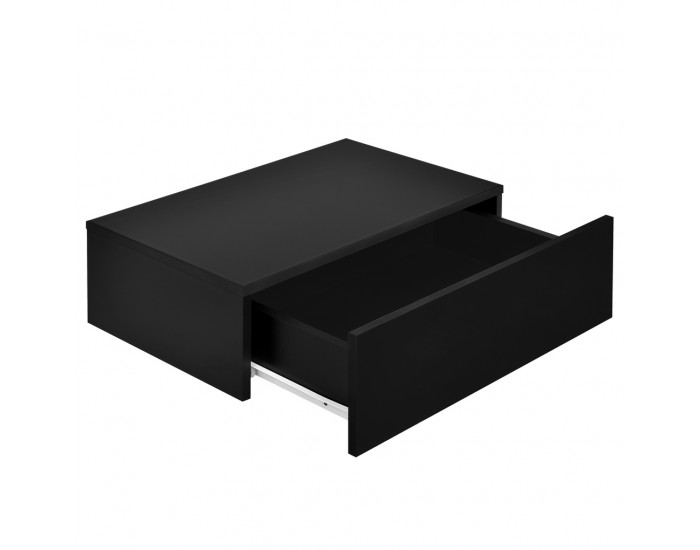 2 броя нощни шкафчета за стенен монтаж с едно чекмедже Черен гланц, 46x30x15cm -