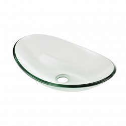 Стъклена мивка за вграждане, за баня 47 x 30,5 x 13 cm, овална - Мивки и Смесители
