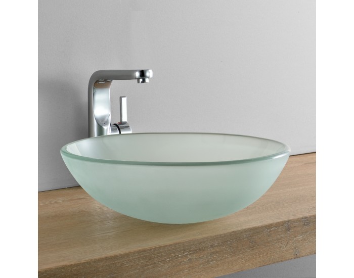 Стъклена мивка за вграждане, Frosted 42 x 42 x 14 cm -