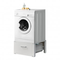 Платформа за перална машина 63 x 54 x 31 cm, до 150 kg, Стомана, Бяла - Шкафове за баня