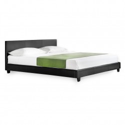 Съвременно двойно легло Barcelona, Еко кожа, 180 x 200 cm, Черен - Sonata G