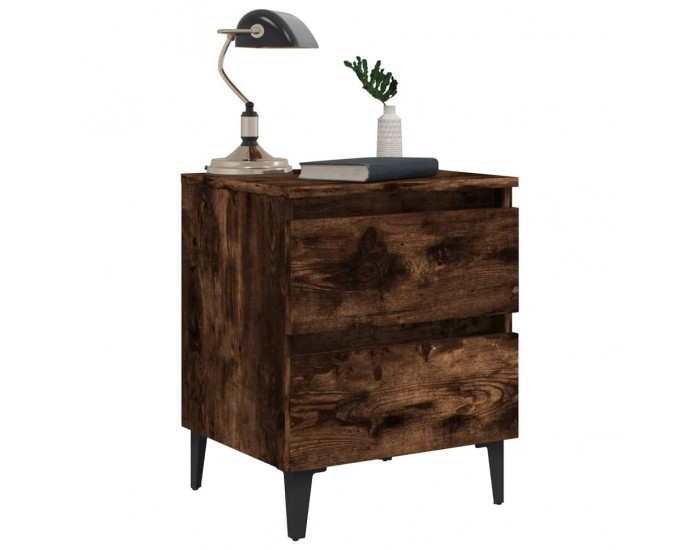 Sonata H Нощни шкафчета с метални крака 2 бр опушен дъб 40x35x50 см