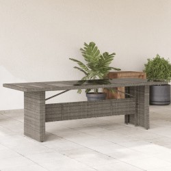 Sonata H Градинска маса със стъклен плот сива 240x90x75 см полиратан - Градински маси