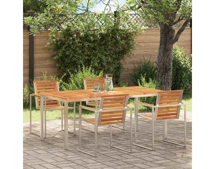 Sonata H Външна хранителна маса Кафяво Акациево дърво масив