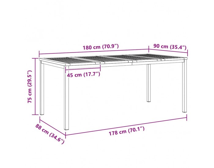 Sonata H Външна хранителна маса Кафяво Акациево дърво масив