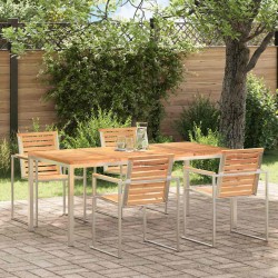 Sonata H Външна хранителна маса Кафяво Тиково дърво масив - Градински маси