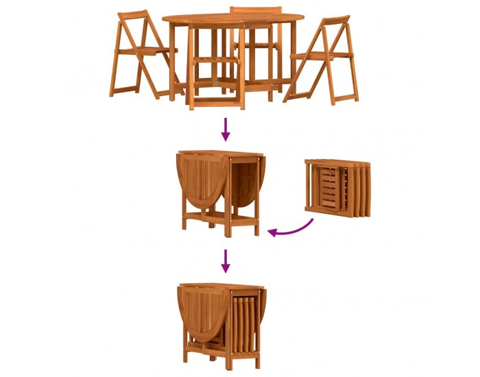 Sonata H Градинска маса 5 pcs Кафяво 110 x 60 x 72 см