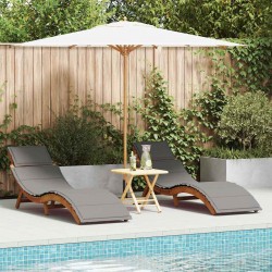 Sonata H Шезлонг 2 pcs Сив 184 x 55 x 64 см Масивна акациева дървесина - Шезлонги