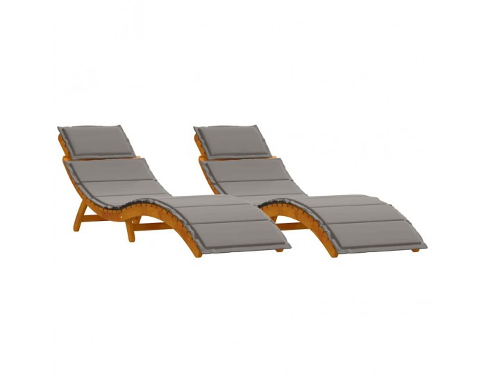 Sonata H Шезлонг 2 pcs Сив 184 x 55 x 64 см Масивна акациева дървесина