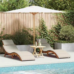 Sonata H Шезлонг 2 pcs Бяло 184 x 55 x 64 см Масивна акациева дървесина - Шезлонги