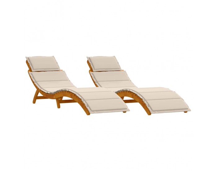 Sonata H Шезлонг 2 pcs Бяло 184 x 55 x 64 см Масивна акациева дървесина