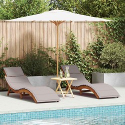 Sonata H Шезлонг 2 pcs Таупе 184 x 55 x 64 см Масивна акациева дървесина - Шезлонги