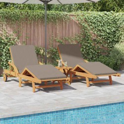 Sonata H Шезлонг 2 pcs Таупе 200 x 67 x 84cm Масивна акациева дървесина - Градина