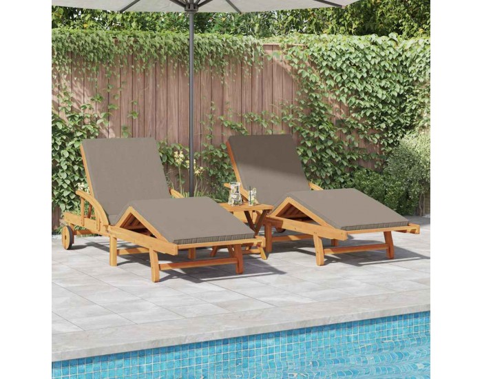 Sonata H Шезлонг 2 pcs Таупе 200 x 67 x 84cm Масивна акациева дървесина