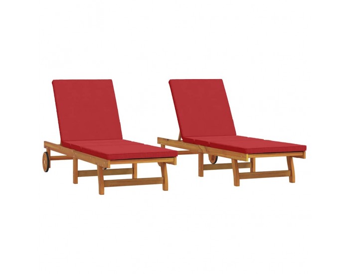 Sonata H Шезлонг 2 pcs Кафяво 63 x 199 x 85см Масивна акациева дървесина