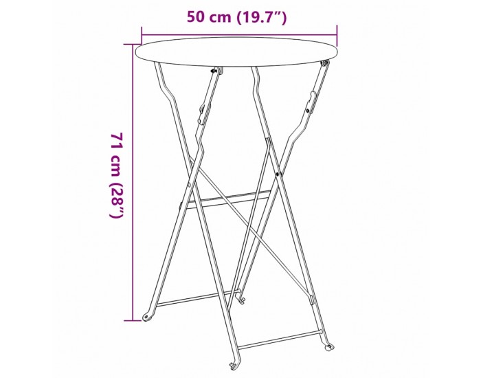 Sonata H Бистро маса Бяло Ø50x71 см Прахово боядисана стомана