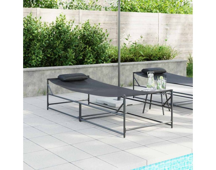 Sonata H Шезлонг Антрацит 200 x 74 x 73 см Текстилен, стомана